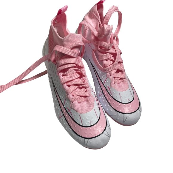 Girls Kids soccer Football Cleats Pink/White Size Y4 36 - Picture 2 of 5